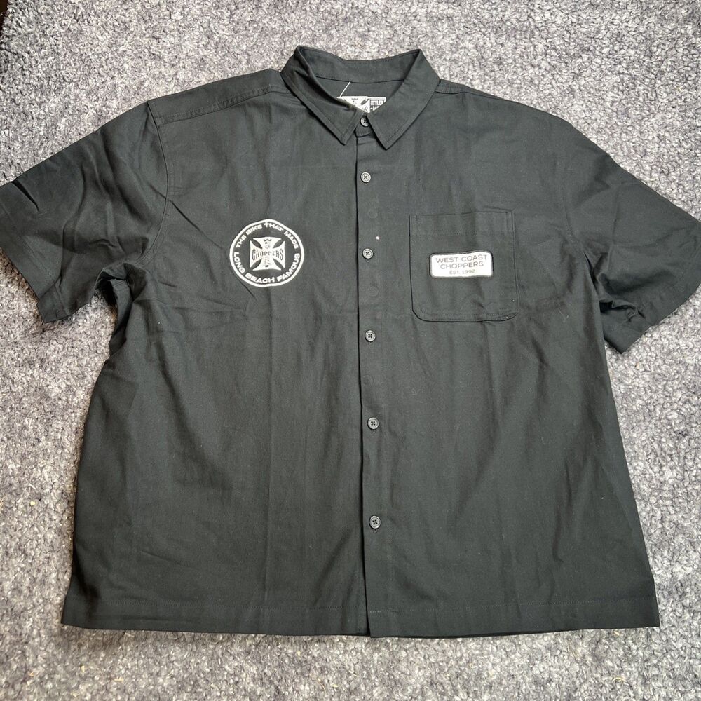 West Coast Choppers Men’s Large Black Work Shirt Jesse James Short Sleeve NWOT